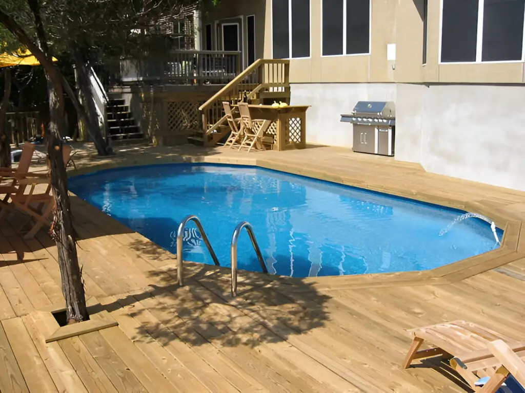 Decked Oval Above Ground Pool