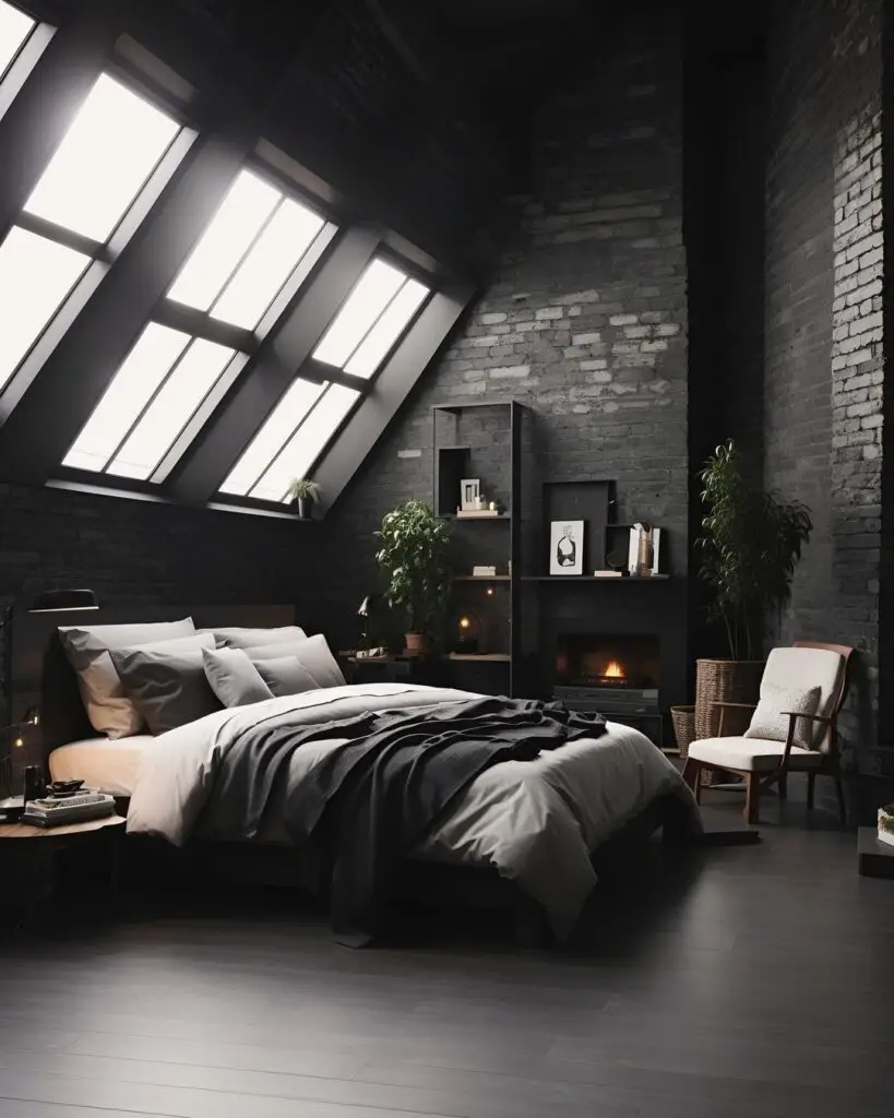 Traditional Dark Black Bedroom