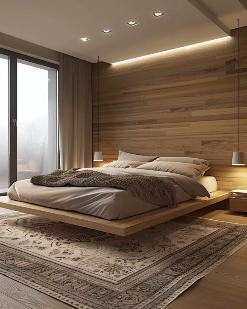 Light-filled bedroom overlooking sea