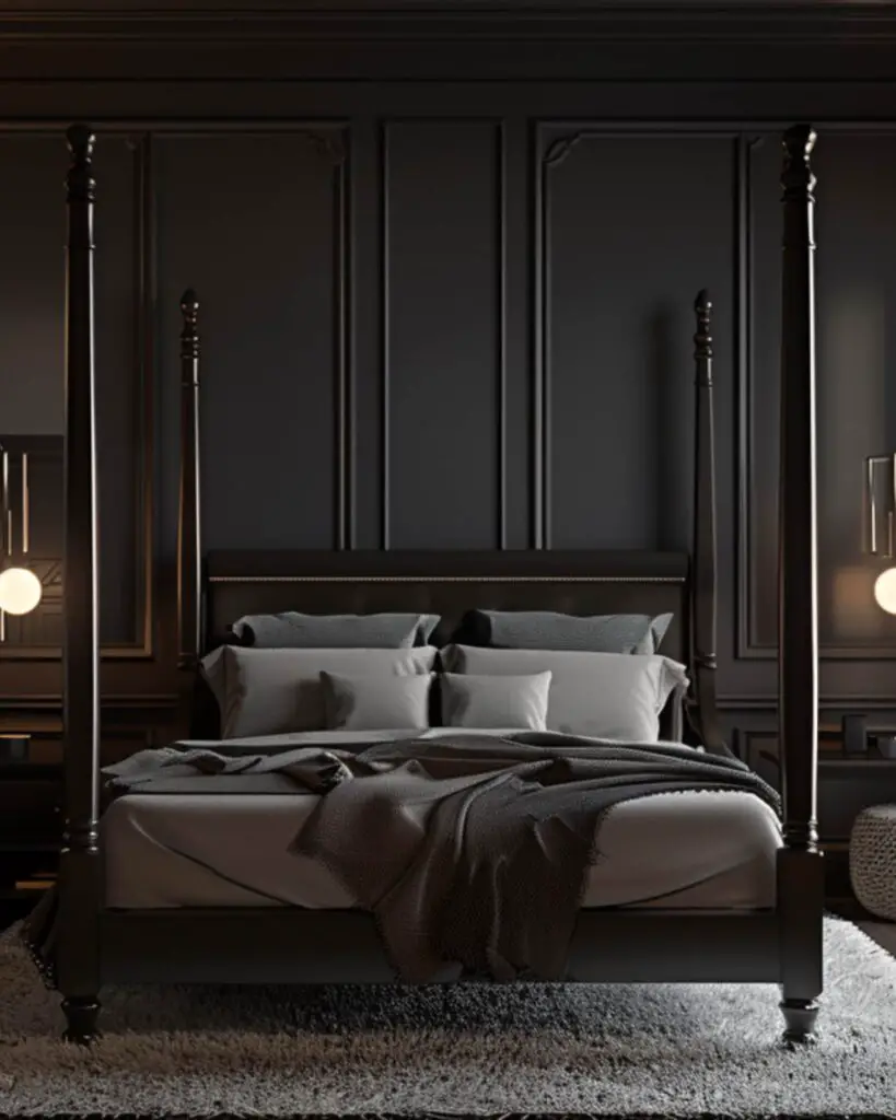 Sophisticated Dark Four-Poster Bedroom