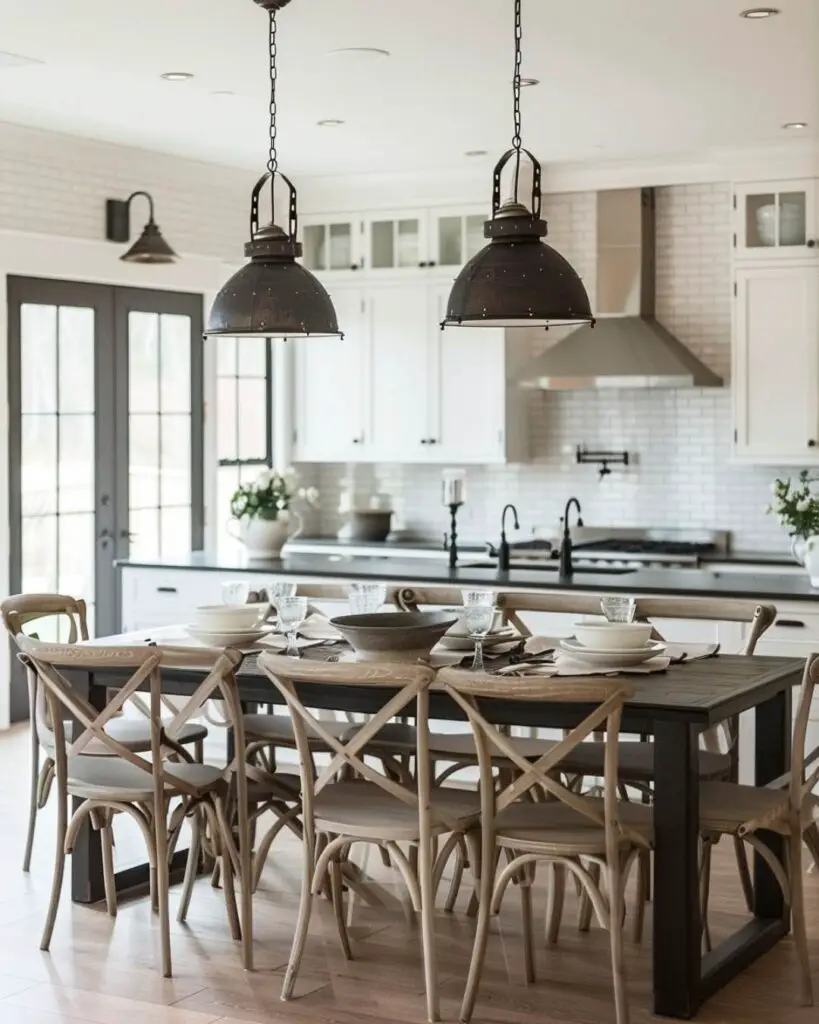 Rustic dining table industrial pendant lights
