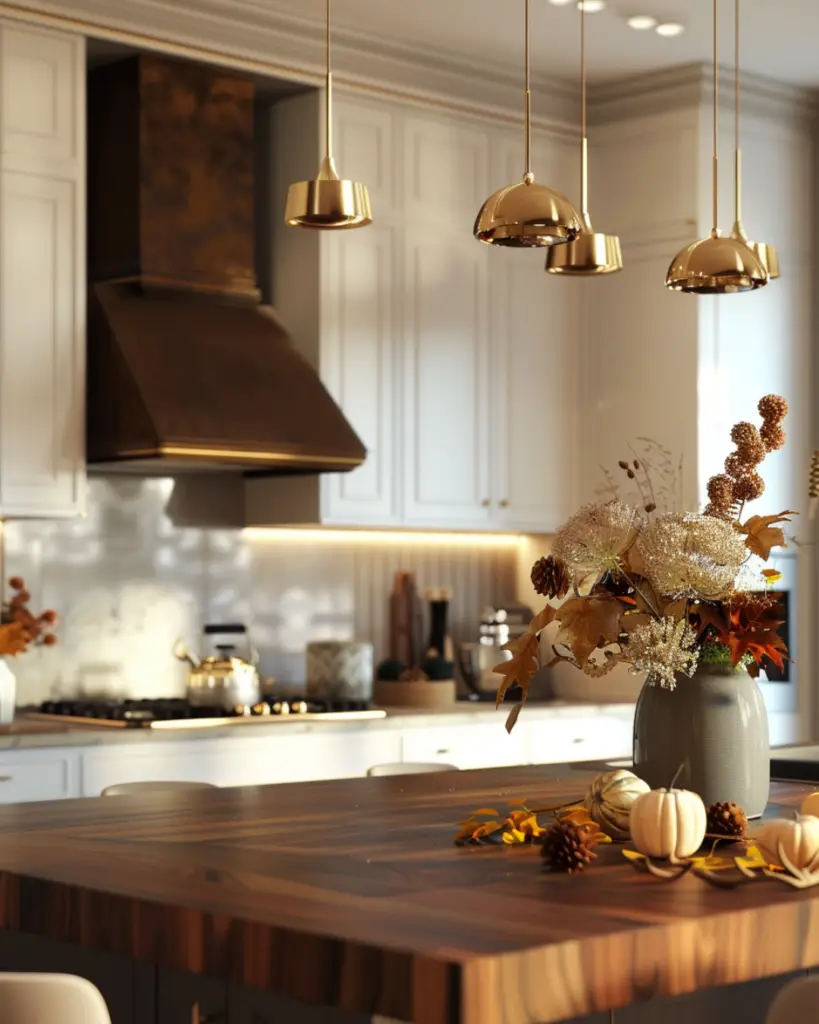 Fall tones enliven open concept cooking corner
